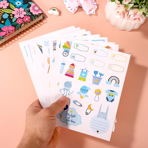 10 Sheets Baby Boy Scrapbook Stickers, Various Designs Toddler Decals - color: Blue