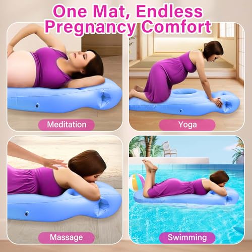 Inflatable Pregnancy Pillow with Belly & Head Hole,Pregnancy Float - color: Blue 1