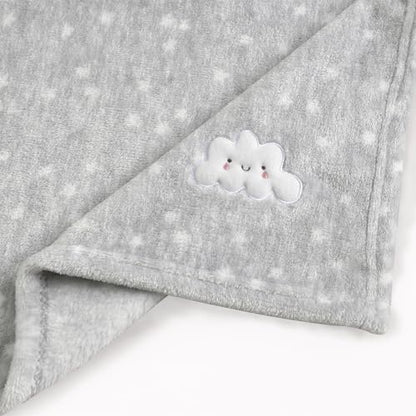 CREVENT 2Pcs 30''X40'' Cute Cozy Fluffy Warm Baby Blankets for Infants Toddlers' Bedding Crib Cot Stroller - Grey Cloud + Brown Bear - color: Cloud + Brown Bear