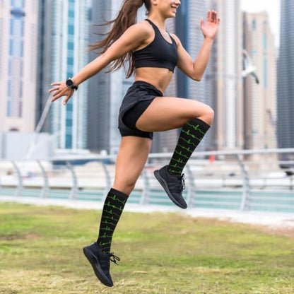 Compression Socks Women and Men 15-20mmHg-Circulation Support Socks for Athletic Running Cycling - color: Ecg Line