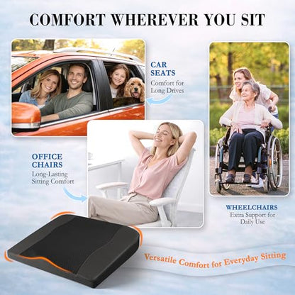 Lofty Aim Car Seat Cushion, Memory Foam Car Seat Cushions for Long Driving - color: Black