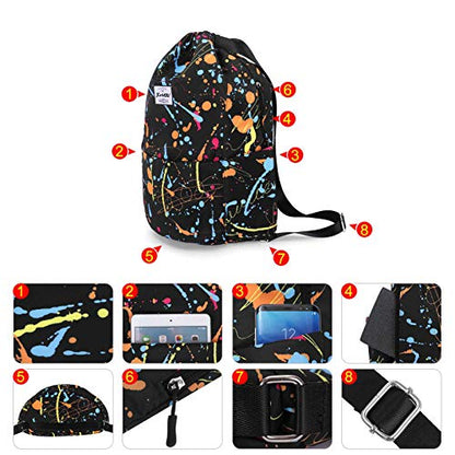 XEYOU Drawstring Backpack Bag Sport Gym Sackpack Beach Cinch Bag - color: Color Graffiti Pattern