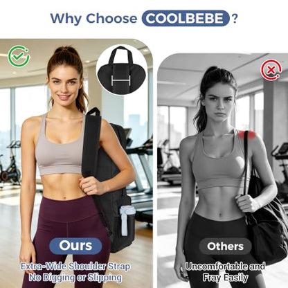 COOLBEBE Yoga Bag for Women with Side Mesh Pockets & Wet Dry Compartment - color: Black