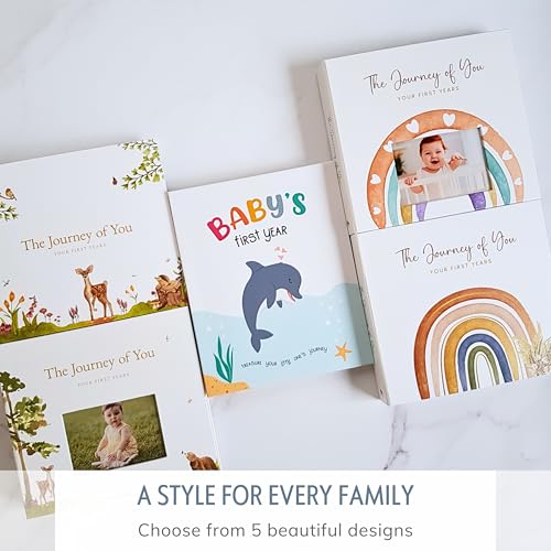 Baby's First Year Book, Gender-Neutral Ocean Baby Memory Book and Keepsake - color: Mystical Ocean