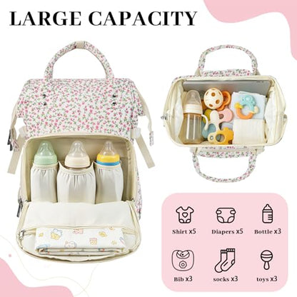 Diaper Bag Backpack,Baby Diaper Bag for Mom,Large Capacity Travel Nappy Bag - color: Pink