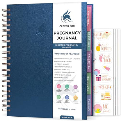 Clever Fox Pregnancy Journal, Expecting First Time Mom Planner Mystic Blue - color: Mystic Blue, size: 9" x 10.5" Regular Edition