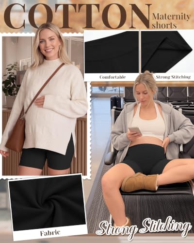 Ficerd 3 Pack Maternity Pajama Lounge Shorts - color: Black, Black, Black, size: Small
