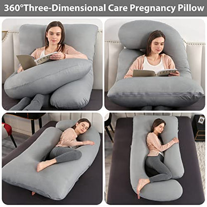 Elover U Shaped Pregnancy Pillow,Full Body Maternity Support - color: Cooling-haze Gray