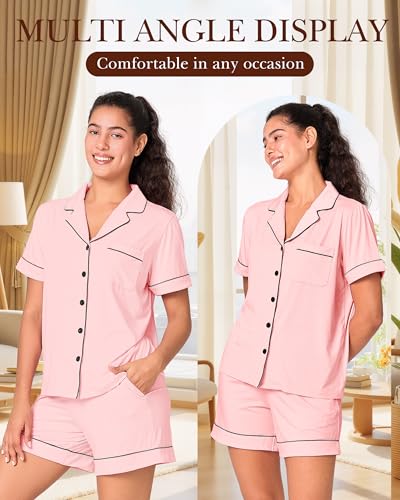 BAMBOO COOL Women's Pajama Set 2 Piece Button Down - color: D-wood Rose, size: XX-Large