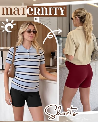 4 Pack Maternity Shorts - color: Burgundy, Mixed Black, Black, Black, size: XX-Large