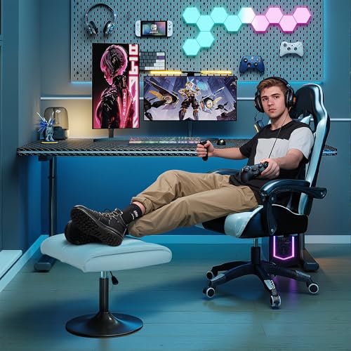 VECELO Office Foot Rest Under Desk Ottoman, Height Adjustable, White - color: White