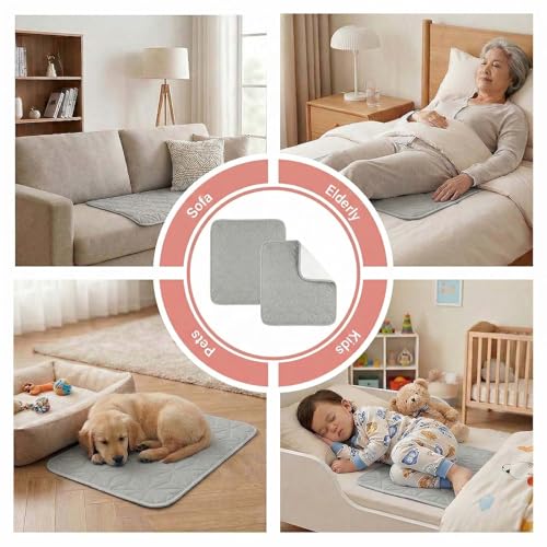 2 Pack Quilted Waterproof Pads for Bed Washable 34x36 Inch Gray - color: Gray, size: 34"x36"