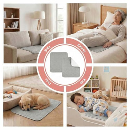 2 Pack Quilted Waterproof Pads for Bed Washable 34x36 Inch Gray - color: Gray, size: 34"x36"