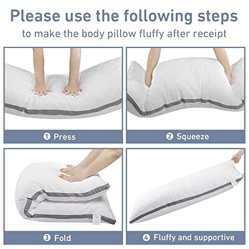 Leeden Body Pillow Insert 20 x 54 for Side Sleepers White Support - color: Grey-side