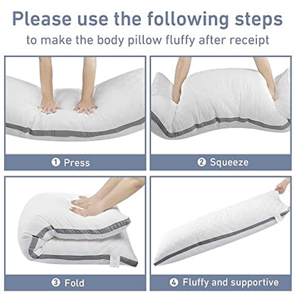 Leeden Body Pillow Insert 20 x 54 for Side Sleepers White Support - color: Grey-side