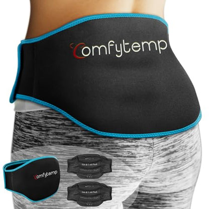 Comfytemp Ice Pack for Back Pain Relief, 2Pcs, Sciatica Brace Reusable Gel - color: Black, size: Standard