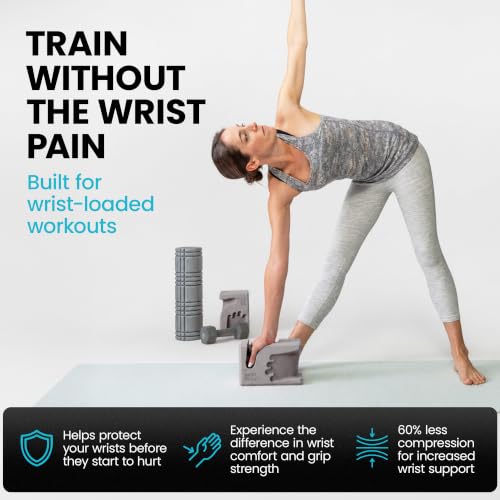 WRISTBuddy® Yoga Blocks 2 Pack, High Density Non-Slip, Hand-Shaped Design - color: Gray