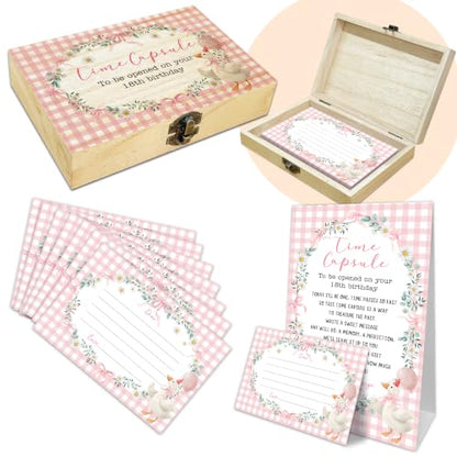 Baby Time Capsule Box Kit, Goose Pink Bows Time Capsule Cards (B02) - style: Goose Pink Bows
