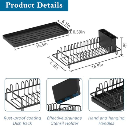 XYZLVSI Compact Small Dish Drying Rack, RV Dish Rack for Kitchen Counter