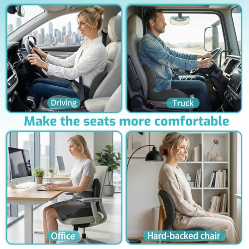 Ergonomic Seat Cushion & Lumbar Support Pillow for Office,Car - color: Gray