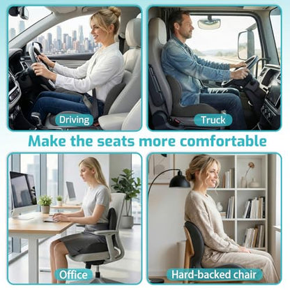 Ergonomic Seat Cushion & Lumbar Support Pillow for Office,Car - color: Charcoal