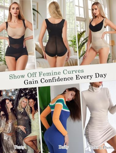 Shapewear Bodysuit for Women Tummy Control Stomach Body Shaper - color: Nude, size: Large