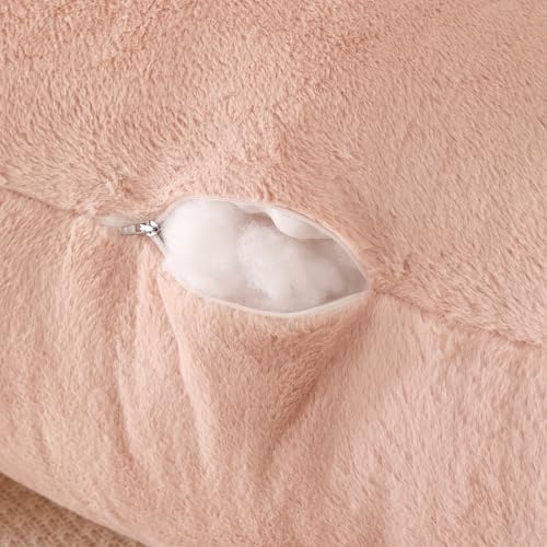 Large Plush Backrest Pillow for Sitting in Bed,Faux Fur,Pink - color: Dark Pink, size: Large(19")
