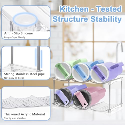 2 Pack Stackable Water Bottle Organizer for Cabinet, Water Bottle Storage - size: 6-Bottle
