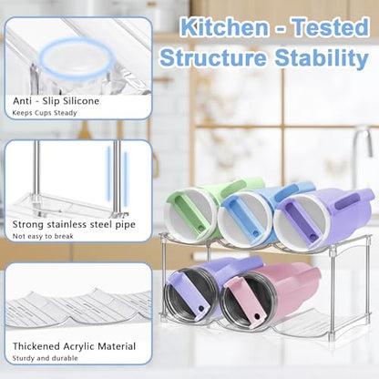 2 Pack Stackable Water Bottle Organizer for Cabinet, Water Bottle Storage - size: 6-Bottle