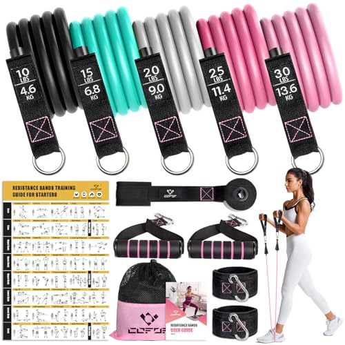 Resistance Bands with Handles for Women, 5 Level Exercise Bands - color: 10-150LBS-Colour