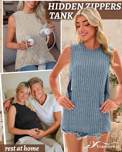 3 Pack Women's Nursing Tank Tops - color: Blue, Apricot, Black, size: X-Large