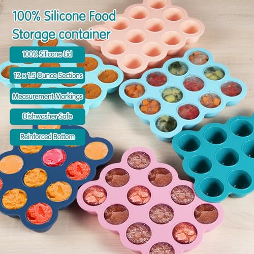 Silicone Freezer Tray with Clip-on Lid, 1.5oz x 12 Pods (Teal Blue) - color: Teal Blue (12 x 1.5 OZ)