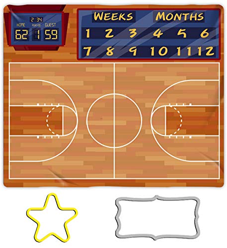 Basketball Game Baby Milestone Blanket, Sport Theme Swaddle Blanket, 48x40in, Baby Growth Chart Blanket BTXYME8 - color: Basketball Court
