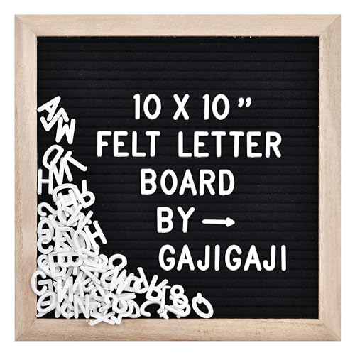 Felt Letter Board, 10 x 10 inch Wooden Frame, Black - color: Black