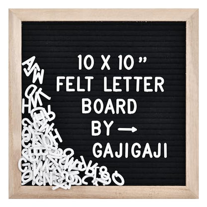Felt Letter Board, 10 x 10 inch Wooden Frame, Black - color: Black