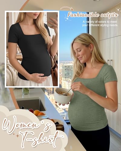 4 Pack Womens Maternity T Shirts - color: Gray Green, White, Dark Gray, Black, size: Small