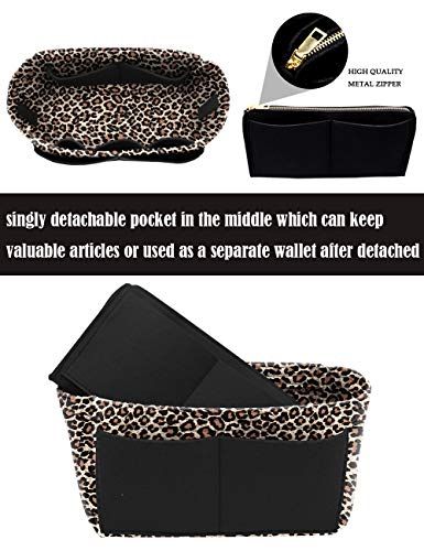LEXSION Felt Purse Organizer Insert, Tote Bag Shaper Dividers with 5 Sizes - color: B-Leopard, size: Regular Large