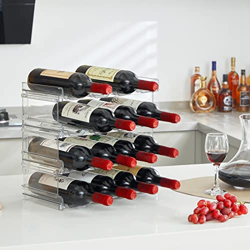 Lifewit Stackable Water Bottle Organizer for Cabinet, Clear Tumbler Holder - size: 4 Tier-16 Bottle