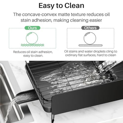 SNTD Large Dish Drying Rack for Kitchen Counter, Expandable, Black - color: Black
