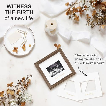 KINLINK Baby Sonogram Picture Frame, Ultrasound Picture Frame Rustic Brown - color: Rustic Brown, size: 6x6