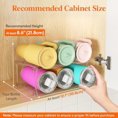 Lifewit Stackable Water Bottle Organizer, Clear Tumbler Holder for Cabinet - size: 2 Tier-6 Bottle
