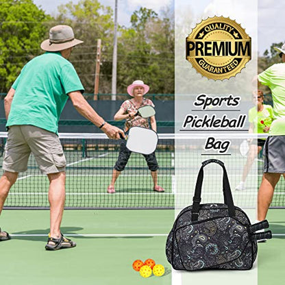 Boulder Bee Pickleball Tote Bag for Women with Paddle Holder - color: Brown cashew flower