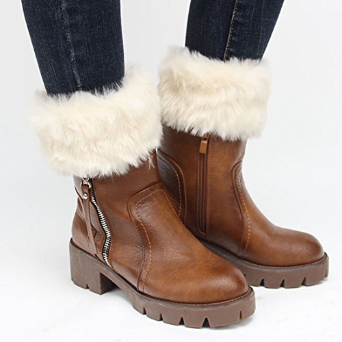 Womens Fur Trim Boot Cuff Top Cover Leg Warmers - color: Iovry