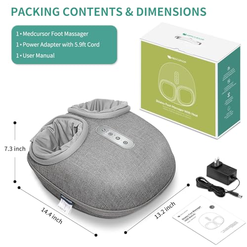 Medcursor Foot Massager with Heat, Shiatsu Deep Kneading - color: Grey