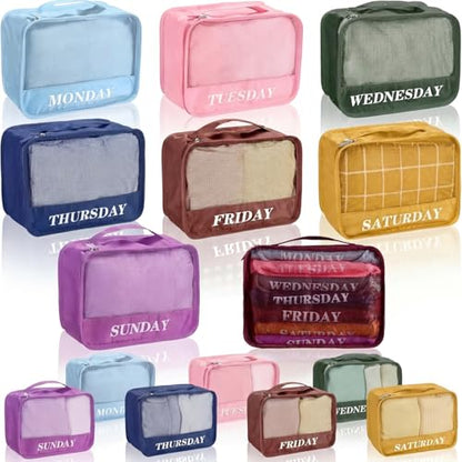 15 Pcs Day of Week Packing Cubes Travel Kids, 9x7x3inch, Boho - color: Boho, size: 9x7x3inch