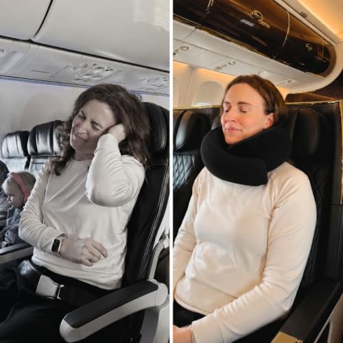 FlyHugz® Neck Travel Pillow Memory Foam Neck Pillow, Midnight Black - color: Midnight Black