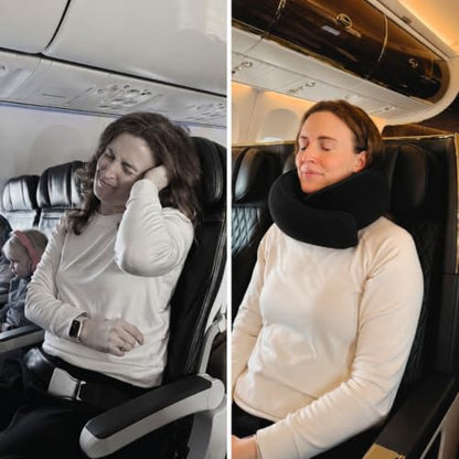 FlyHugz® Neck Travel Pillow Memory Foam Neck Pillow, Midnight Black - color: Midnight Black