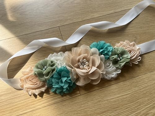 Maternity Flower Belt for baby shower Mommy Sash Pregnancy Belt - color: Green