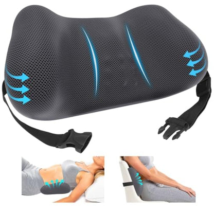 Lumbar Support Pillow, Memory Foam Back Cushion for Office Chair Car, Grey - color: Grey