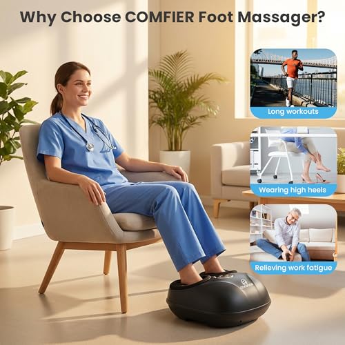 Shiatsu Foot Massager with Heat, FSA Eligible HSA, Deep Kneading Neuropathy - color: Black